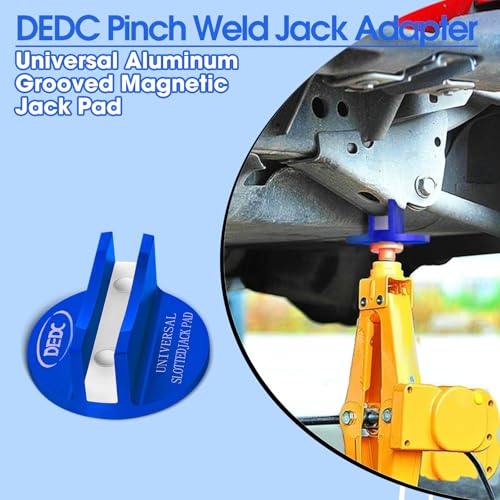 DEDC Universal Aluminum Grooved Magnetic Jack Pad Blue 1 Pc, Jacking Puck Pinch Weld Frame Rail Adapter, Jack Accessories for Mechanics - color: Blue 1 Pc
