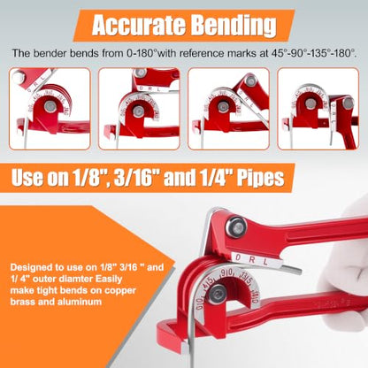 3/16" Brake Line Repair Kit, Double & Single Brake Line Flaring Tool Kit + 25ft 3/16 Inch Zinc Coated Brake Line with 40 Pcs Fittings(4 Unions Included) + Brake Line Bender - color: Silver, size: 3/16"