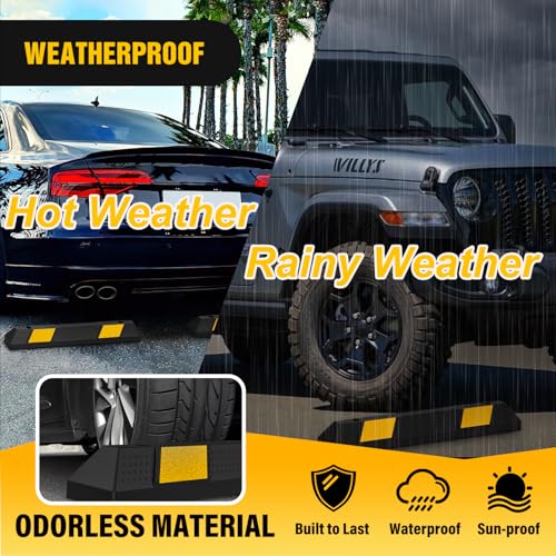 Nilight 36 Inch Parking Curb - Heavy Duty Rubber Garage Driveway Wheel Parking Stopper Blocks for Cars, SUVs, and Trucks - size: 36" 1-Pack