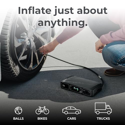 HALO Bolt Air 58830 Portable Car Battery Jump Starter | 100 PSI Air Compressor, 58.8Wh USB Power Bank, Emergency Floodlight & Charger, Jumps Cars SUVs & Trucks, Inflates Tires, TSA Approved — Gray - color: Grey