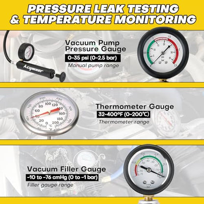 36PCS Cooling System Pressure Test & Vacuum Coolant Fill Kit | Universal Coolant Pressure Tester Kit, Radiator Leak Detection & Airlift Tool Set for Automotive Maintenance