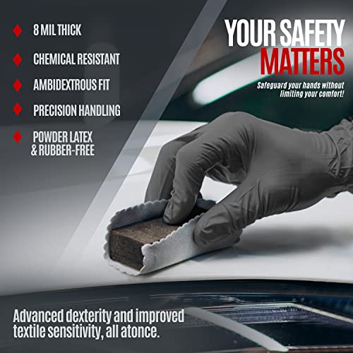 MED PRIDE Maxx Strength Nitrile Industrial Black, 8 Mil Thick - Diamond Texture Disposable Heavy-Duty, Tear-Resistant - size: Large