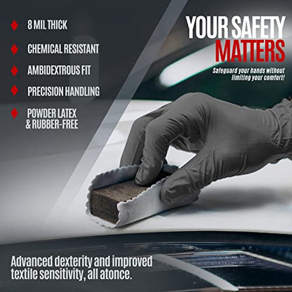 MED PRIDE Maxx Strength Nitrile Industrial Black, 8 Mil Thick - Diamond Texture Disposable Heavy-Duty, Tear-Resistant - size: X-Large