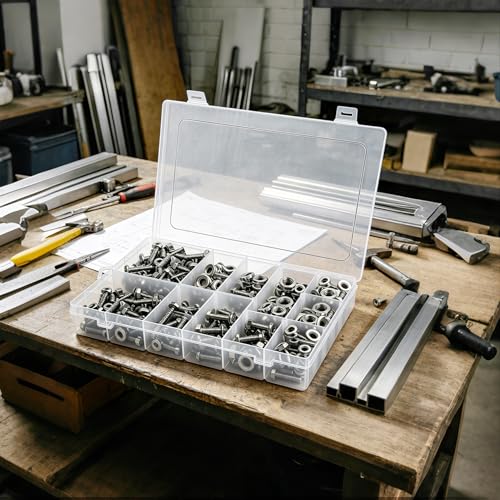 Screw Organizer Box, Organizing and Sorting Small Parts and Tools, 36 Grids Storage Container with Adjustable Dividers for Hardware, Screws, Nuts and Bolts, Beads and Fishing Accessories, Transparent