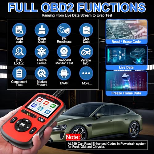 Autel AL549 OBD2 Scanner Code Reader with ABS Diagnostic & Battery Test, Enhanced Check and Reset Engine Fault Code, Live Data, Freeze Frame, CAN Car Diagnostic Scan Tool for All OBDII Car After 1996