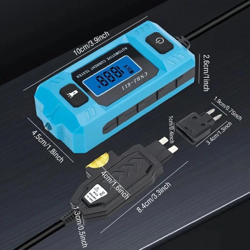 Automotive Circuit Fault Probe Tester, High-Precision Current and Circuit Tester, ABS/PC 1PC Design, 20A 48V Fuse Blade Checker with LCD Screen and Front Light