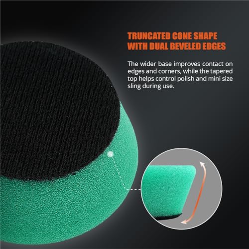 SPTA Green T120 Heavy-Cut Mini Polishing Foam Pad, 5Pcs 2inch/50mm Sponge Polishing Buffing Pads, Car Foam Detail Polishing Pad Kit for Car Detail Polishing, Small Area Polishing -FPTSS2G - color: 5Pcs Green T120 Heavy-Cut Pad, size: 2 Inch (50mm)