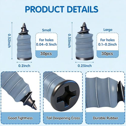 60 PCS Tire Repair Rubber Nails Kit Screw-in Tire Plugs for Tubeless Tisres | Fast Emergency Tire Repair Tool for Cars Motorcycles Trucks SUVs and Bikes, 2 Sizes for Quick and Easy Tire Puncture Repair