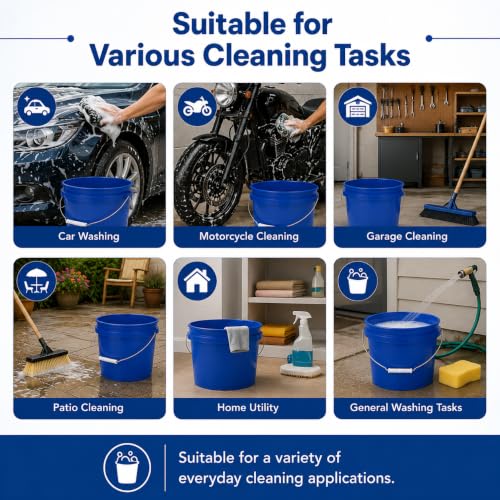 4 Gallon Car Wash Bucket with Grit Screen and Carry Handle, Durable Plastic Cleaning Pail for Auto Detailing, Home, Garage and Utility Use