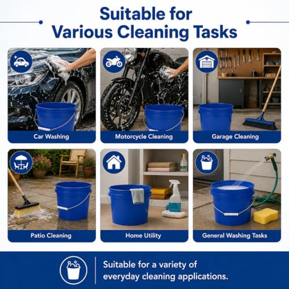 4 Gallon Car Wash Bucket with Grit Screen and Carry Handle, Durable Plastic Cleaning Pail for Auto Detailing, Home, Garage and Utility Use