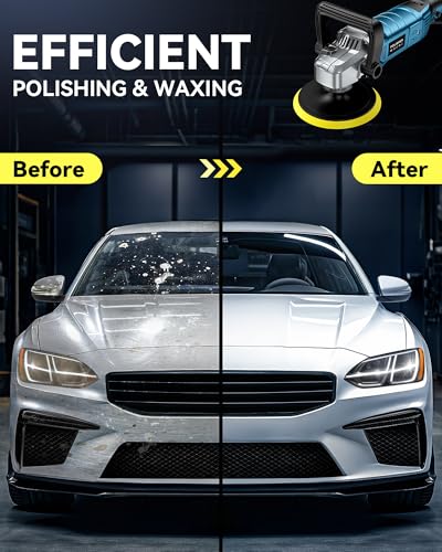 Buffer Polisher Kit for Car - 1600w 6/7 Inch Rotary Polisher Buffer Waxer,7 Variable Speed 1000-3300rpm,Detachable Handle Buffing Machine for Car Boat Sanding Polishing Waxing
