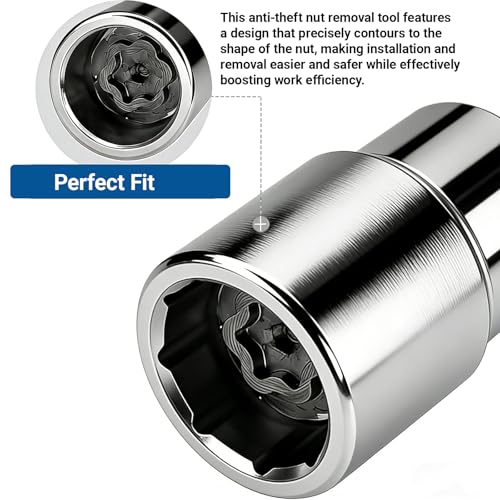 D-Wheel Locking Lug Nut Removal Tool Key, Professional Anti-Theft Lock Nut Remover Socket, Lost Wheel Lock Key Replacement for Tacoma, Camry, Corolla, Tundra, Automotive Tools