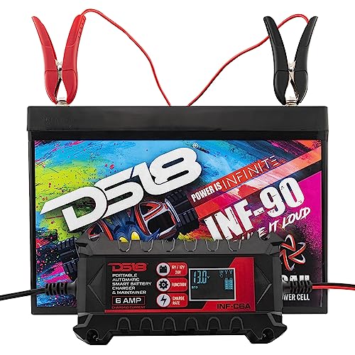 DS18 INF-C6A 6V/12V Car Battery Charger, Portable Automatic Smart Lithium and AGM Battery Trickle Charger & Maintainer 6A for Car Truck Motorcycle Lawn Mower Boat Marine Lead Acid Batteries