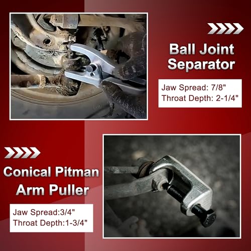 5pcs Ball Joint Separator Pitman Arm Puller, Tie Rod End Tool for Ball Joint Press Kit, Front End Service Kit, Splitter Removal Kit - color: silver