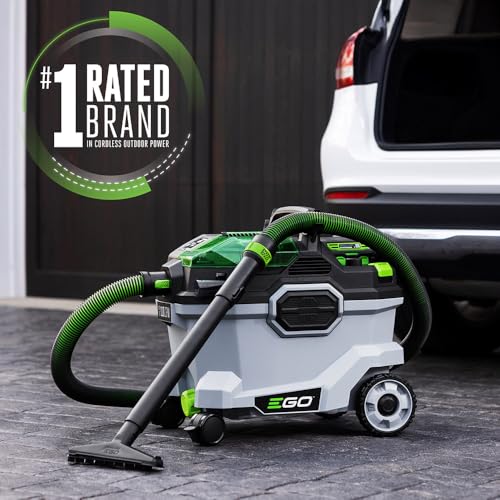 EGO Power+ Shop Vacuum Wet Dry, Car Vac, Portable Cordless Cleaner, 9 Gallon 110 CFM, Includes 56V 5.0Ah Battery and Charger - WDV0904 - style: Wet/Dry Vacuum w/5.0Ah Battery