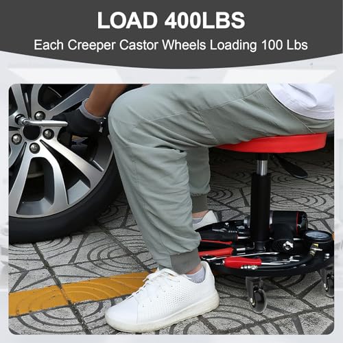 Creeper Casters Set of 4, 2.5 Inch Roller Blade Replacement Wheels for Creeper Service Cart Stool Post Mount, Heavy-Duty No Noise Swivel Castors for Mechanic Stool, Rolling Creeper Garage Seat - style: Clear-No Brakes