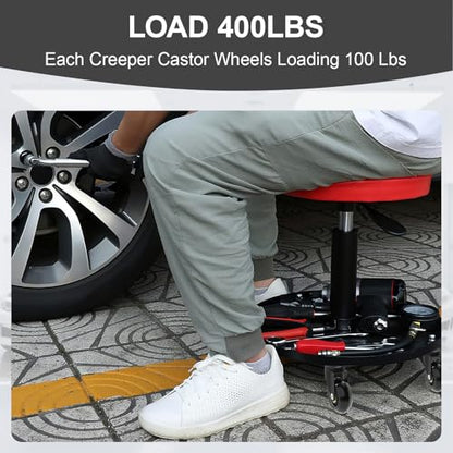 Creeper Casters Set of 4, 2.5 Inch Roller Blade Replacement Wheels for Creeper Service Cart Stool Post Mount, Heavy-Duty No Noise Swivel Castors for Mechanic Stool, Rolling Creeper Garage Seat - style: Clear-No Brakes