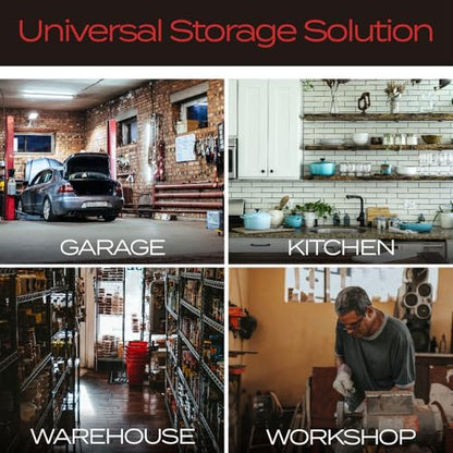 VAULTON Heavy Duty Metal Slot Wall Panel Garage Organization Kit, 6 * 16inches, Wall Mounted Tool Organizer With 12 Double Hooks, Interlocking Slot Panel, 18pcs - style: 96inch 6 Panels+12 Hooks