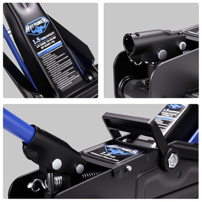 Low Profile Floor Jack 1.5 Ton (3000 lbs), Heavy Duty Hydraulic Car Jack with Storage Case, Single Piston Quick Lift Pump, 135-305mm (5.3"-12") Lifting Range（1.5T with case） - color: 1.5T