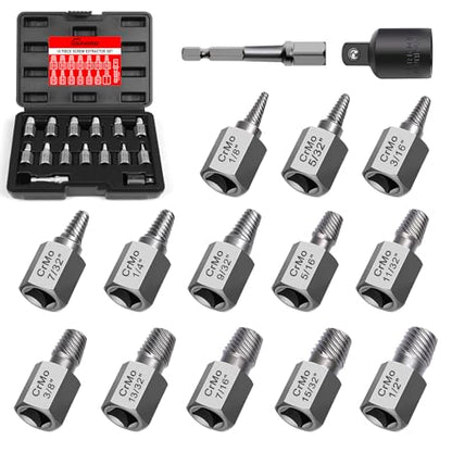 15 Pieces Screw Extractor Set, Easy Out Bolt Extractor Kit, 3/8" Inch Drive Hex Head Multi-Spline Bolt Remover Kit Tool for Removing Stripped, Broken Rusted Bolts Screws - size: 15PCS