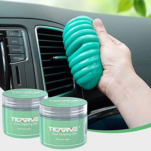 TICARVE 2Pack Cleaning Gel for Car Detailing Vent Cleaner Cleaning Putty Gel Auto Detail Tools Car Interior Cleaner Cleaning Mud for Cars and Keyboard Cleaner Cleaning Slime Green (320g/11.2oz) - color: Green 2 Pack