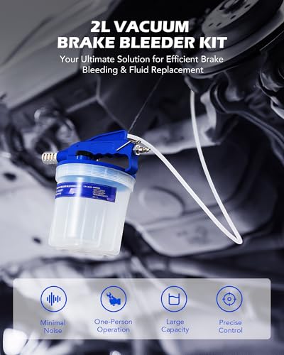 OMT 2L Vacuum Brake Bleeder Kit, 2.1 qt Pneumatic Brake Fluid Bleeder Kit | ABS Brake Fluid Extractor 1L Refilling Bottle 19 Adapters, One-Person Brake Bleed Fluid Pump Brake Bleeding Tool - size: 2L Standard Set