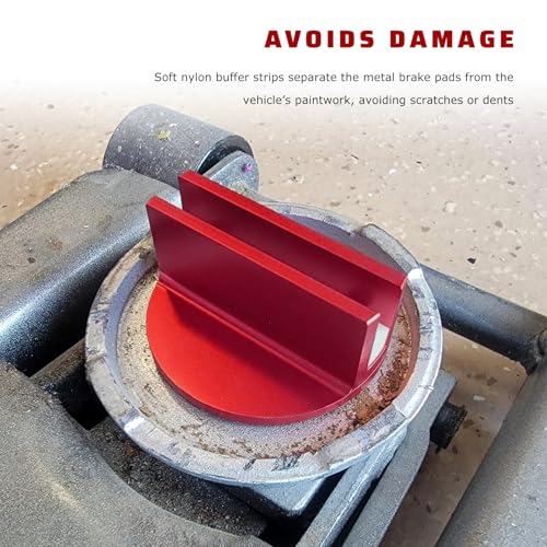 Universal Magnetic Jack Pad, 0.4" Slotted Aluminum Grooved Floor Jack Pad Tool Frame Rail Protector, Pinch Weld Jacking Puck Adapter with Large Slot for Most Vehicles (Red) - color: Red