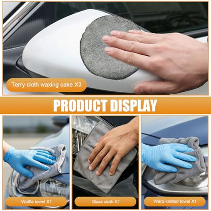 11 in 1 Car Wash Kit, Car Interior Detailing Kit, Auto Cleaning Tool for Window Vent Glass Dashboard, Includes Microfiber Towel, Applicator Pad, Wash Mitt, Vent Shutter Tire Brush (11PCS) - size: 11PCS