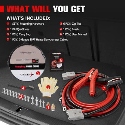 FIERYRED 0 Gauge 30 FT Quick Connect Jumper Cables, 1200A Heavy Duty Booster Cables with Travel Bag, Heavy Duty Battery Jumper Cable for Truck, Diesel Trucks, SUV and Car - size: 0 Gauge 30 FT w/Andersen Connector