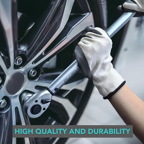 BLUEMARS Heavy-Duty 60-330NM 8PCS 1/2" Sq Drive Click Torque Wrench Set Dual-Direction Adjustable Car Wheel Torque Wrench (17mm,19mm,21mm,24mm)