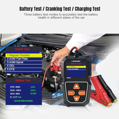 Car Battery Tester, Battery Load Tester Automotive 12V Alternator Starter Tester Digital Auto Battery Analyzer Charging Cranking System Tester for Car Truck Marine Motorcycle Boat