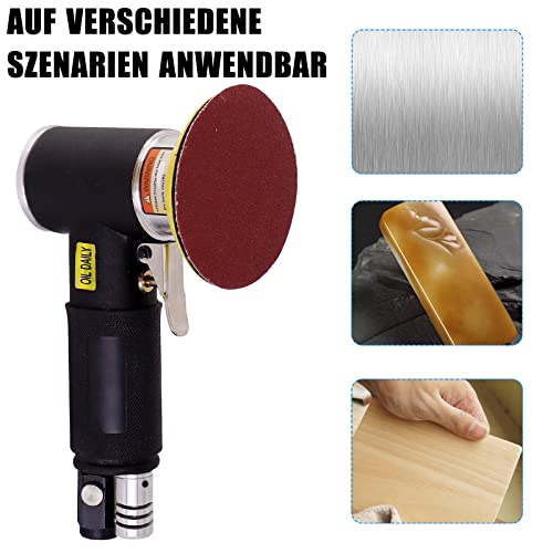 Mini Air Sander,Random Orbital Air Sander Kit,Mini Pneumatic Sander for auto sanding tools kits with 1/2/3inch Polishing Sponge & Wool Pads Sandpapers (1"2"3" Buffer&Sander Kit) - color: 1"2"3" Buffer&sander Kit