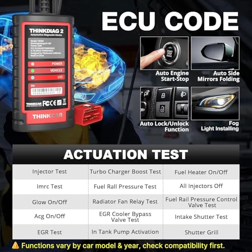 Thinkdiag2 All System Bidirectional OBD2 Diagnostic Scanner for iOS & Android, THINKCAR Bluetooth Scan Tool with CAN-FD Protocol, 15+ Reset Functions, ECU Code, Active Test, AutoVIN, 1 Year Update