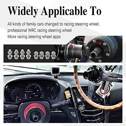 ASUBHA Steering Wheel Quick Release, Universal Steering Wheel Snap Off Quick Release Hub Adapter Boss Kit With 6-hole Steering Wheel Hub, 6 Hole Snap off Boss Kit for Race/Rally/Motorsport