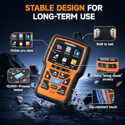 FOXWELL NT301 OBD2 Scanner Live Data Professional Mechanic OBDII Diagnostic Code Reader Tool for Check Engine Light