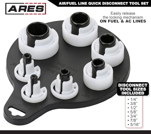 ARES 70317 - Air Conditioner and Fuel Line Disconnect Tool Set - Quick Disconnect Tool - 7 Popular SAE Standard Sizes for Multiple Applications - Sizes 1/4-Inch to 7/8-Inch