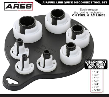 ARES 70317 - Air Conditioner and Fuel Line Disconnect Tool Set - Quick Disconnect Tool - 7 Popular SAE Standard Sizes for Multiple Applications - Sizes 1/4-Inch to 7/8-Inch