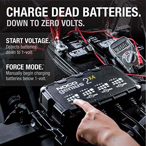 NOCO GENIUS2X4:8A 4-Bank Smart Battery Charger(2A/Bank) -6V/12VAutomatic Maintainer,Trickle Charger & Desulfator Overcharge Protection & Temperature Compensation–for Lead-Acid & Lithium(Pack of 2) - size: 8A (2A per Bank) - Pack of 2
