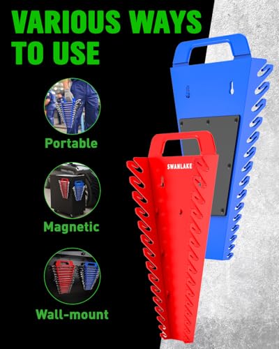 SWANLAKE Magnetic Wrench Organizer Toolbox Holder, 2-Pack SAE (1/4'' to 1-1/16''), Metric (6mm to 27mm) Ratchet Wrench Organizers, Total Hold 30 Slots Wrench Holders for Tool Box - style: 30-Slot