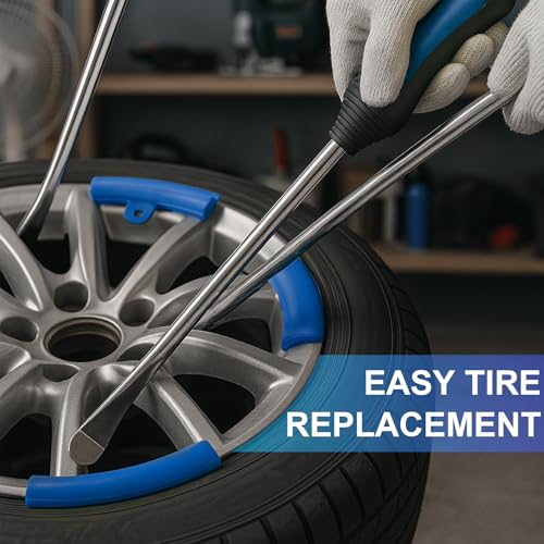 Tire Spoons, 32Pcs Tire Changing Tool with Rim Protectors, Valve Tool, Valve Cores, Valve Stems, Valve Caps, Storage Bag, 15" Tire Spoon Kit for Motorcycle Dirt Bike Lawn Mower Tractor Bicycle