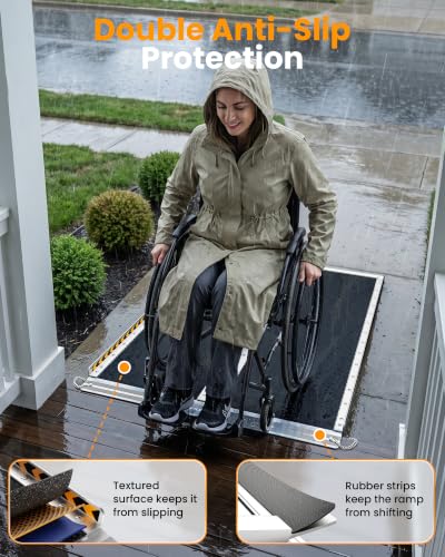 Wheelchair Ramp 4FT, gardhom 800 Lbs Aluminum Portable Folding Handicap Ramp Wheel Chair Ramp for Home Steps Threshold Doorways Stairs Curbs Scooter - size: 4 Foot (Pack of 1)