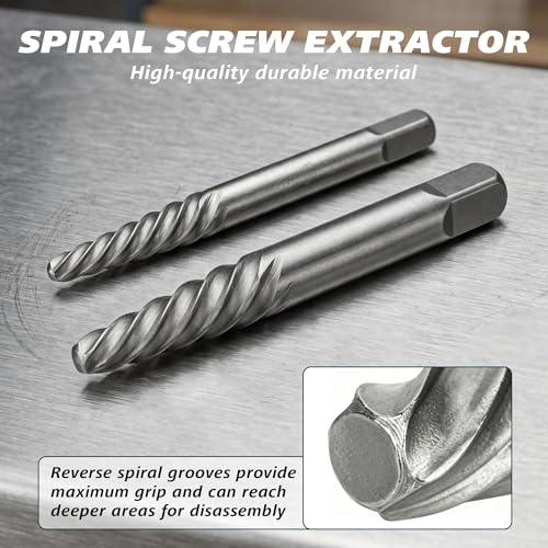 14-Piece Screw Extractor & Left-Hand Drill Bit Set, Easy Out Fastener Extractor Kit with Alloy Spiral Flutes - Premium Tool for Easily Removing Stripped, Broken & Rusty Screws, Bolts & Studs - size: 14PCS