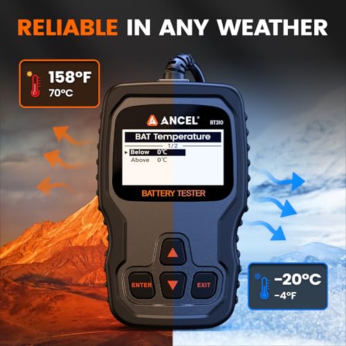 ANCEL BT310 12V 24V Car Battery Tester, Lead-Acid & Lithium Battery Load Tester for 100-2000 CCA, Test Automotive Battery Health, Cranking & Charging System for Car Truck Motorcycle RV ATV Boat & More