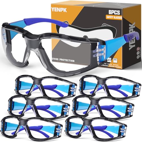 Safety Glasses for Men and Women, Anti-Fog UV Protection, Clear Lens Eye Protection Glasses Impact Resistant - color: 6pack-clear