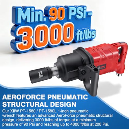 XIIW 1 Inch Air Impact Wrench, Up to 4000 ft-lbs High Reverse Torque | 27.6lbs Lightweight 1'' Impact Gun w/ 2 D Handles 3800RPM Pneumatic Impact Wrench for Heavy Duty Repairs - size: 1 Inch | 4000 ft-lbs