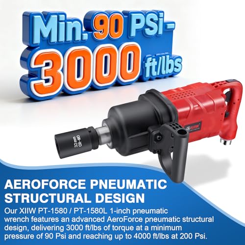 XIIW 1 Inch Air Impact Wrench, Up to 4000 ft-lbs High Reverse Torque | 27.6lbs Lightweight 1'' Impact Gun w/ 2 D Handles 3800RPM Pneumatic Impact Wrench for Heavy Duty Repairs - size: 1 Inch | 4000 ft-lbs