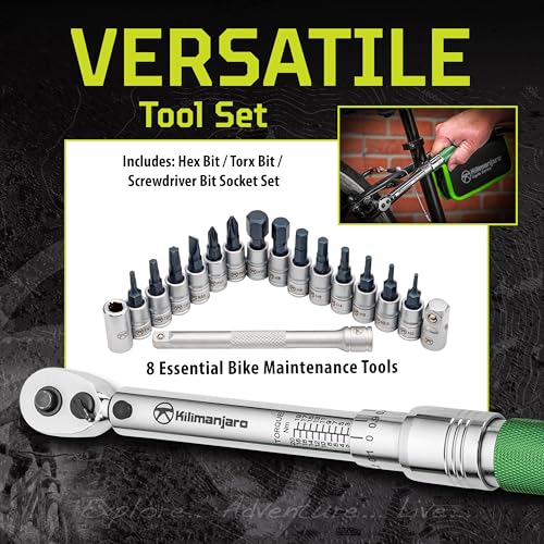 Kilimanjaro 1/4-Inch Drive Click Torque Wrench Set – 2 to 20 Nm Adjustable Range, 14 Bits Included – Precision Bike Maintenance Tool Kit with Storage Case – 910524ECE - style: 2-20Nm
