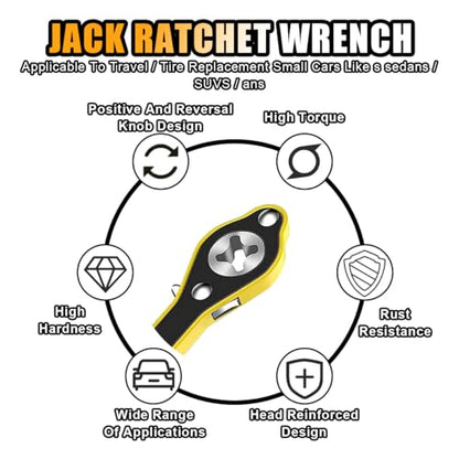 GLSOWEE Car Jack Ratchet Wrench, Universal 360 Swivel Lug Jack with Long Handle, Auto Labor-Saving Scissor Wrench for Small Car SUV