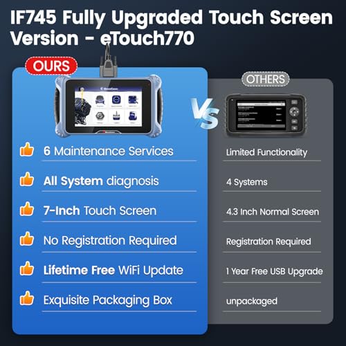 2026 BOSSCOMM eTouch770 diagnostic scanner Upgraded from IF745 Code Scanner, All-System OBD2 code reader with 6 Resets, ABS, SAS Calibration,Oil,Throttle, EPB, BMS, Lifetime WiFi Free Update,Auto Vin.