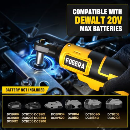 3/8" Cordless Ratchet Wrench Compatible with DEWALT 20V MAX Battery, 74Ft-Lbs (100N.m) Electric Ratchet with Brushless Motor, Variable Speed, 7 Sockets, 1/4" Adapters (Battery Not Included)